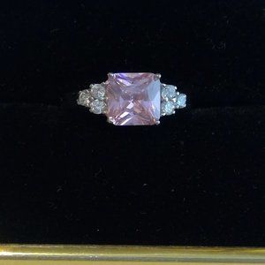 Pink stone and CZ ring